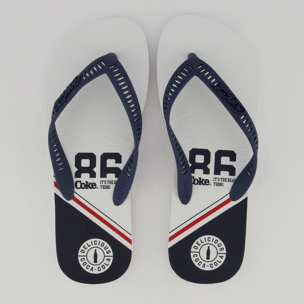 Chinelo Coca Cola Sprint Branco e Marinho - Oferta na Shopee