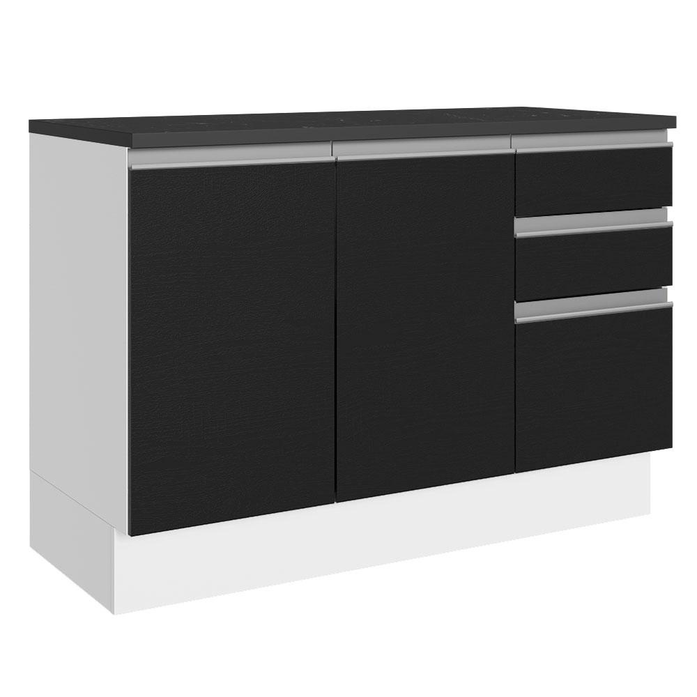 Balcão de Pia Cozinha 100% MDF 120 cm 3 Portas e 2 Gavetas Branco/Preto Acordes Madesa Balcão de Pia Cozinha 100% MDF 120 cm 3 Portas e 2 Gavetas Branco/Preto Acordes Madesa - Oferta na Shopee