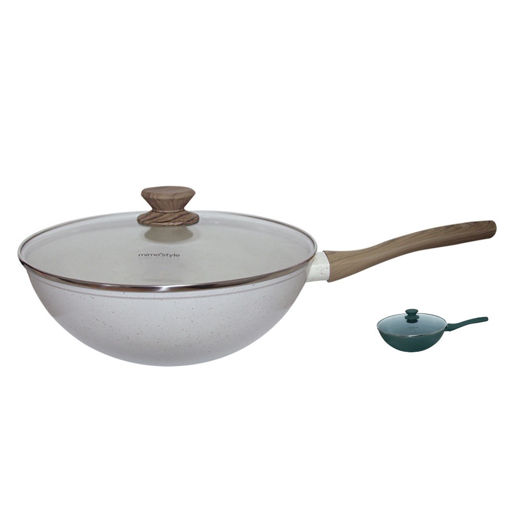 Frigideira Grande Funda com Tampa Panela Wok Antiaderente Ceramica Cooktop Fogão Indução 28cm - Oferta na Shopee