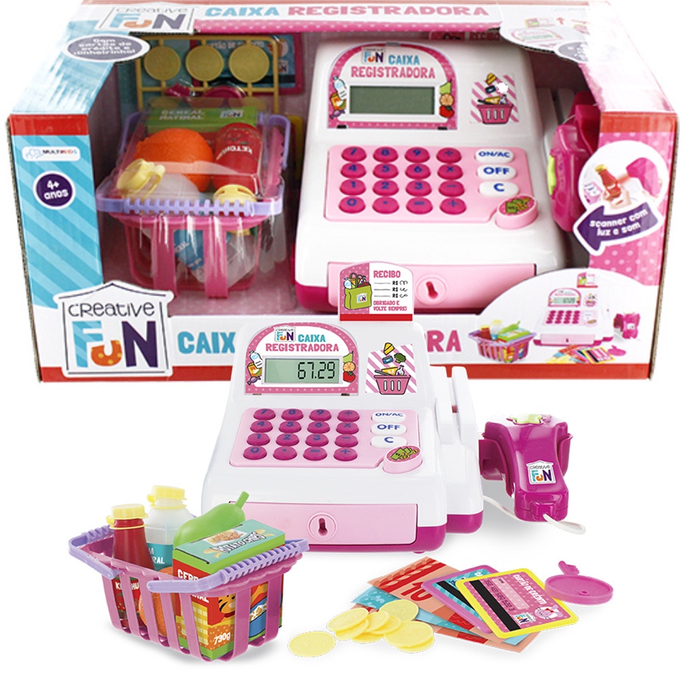 Brinquedo Caixa Registradora Creative Fun Rosa Com Acessórios e Mini Alimentos Multikids - BR387 Brinquedo Caixa Registradora Creative Fun Rosa Com Acessórios e Mini Alimentos Multikids - BR387 - Oferta na Shopee