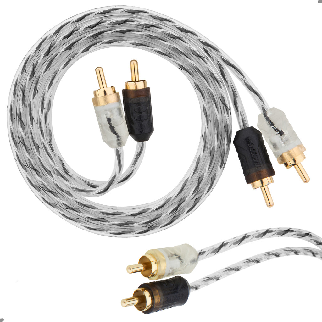 Cabo RCA Som Automotivo 1 Metro Injetado Flexível Transparente Taramps Conectores Alta Pressão Plug 3mm 1mt - Oferta na Shopee
