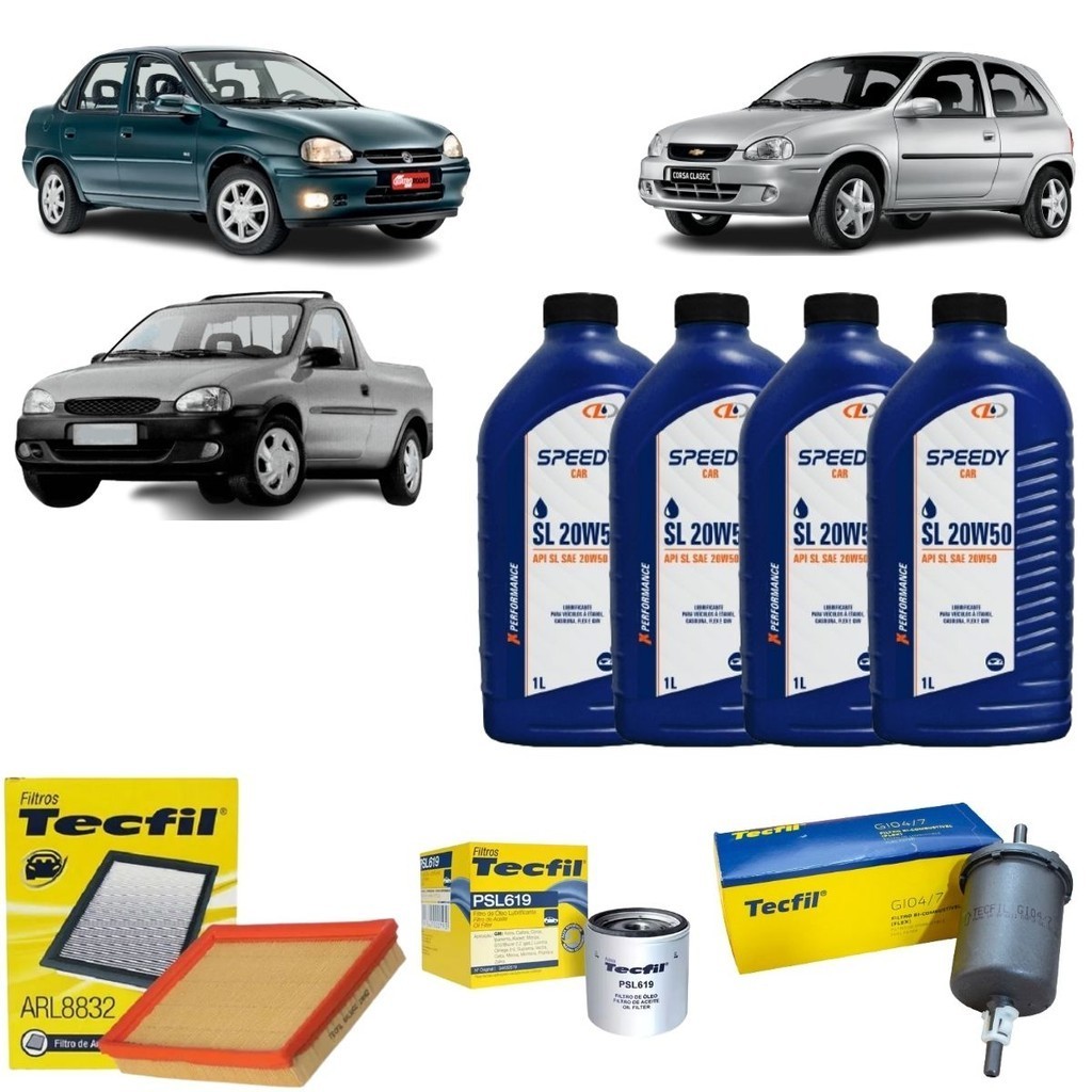 Kit Troca De Óleo E Filtros Gm Corsa 1.0 1.4 1.6 Classic Flex 1.0 20W50 API SL Mineral - Oferta na Shopee