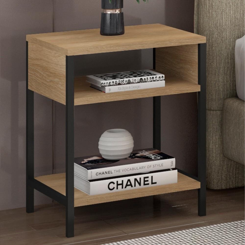 Mesa de Cabeceira Estilo Industrial Plaza L03 Castanho - Mpozenato Mesa de Cabeceira Estilo Industrial Plaza L03 Castanho - Mpozenato - Oferta na Shopee