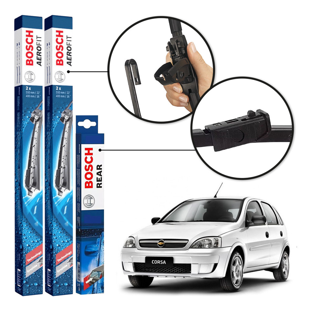 Palheta Parabrisa Dianteira Traseira Bosch Gm Corsa 2004 A 2012 Palheta Parabrisa Dianteira Traseira Bosch Gm Corsa 2004 A 2012 - Oferta na Shopee