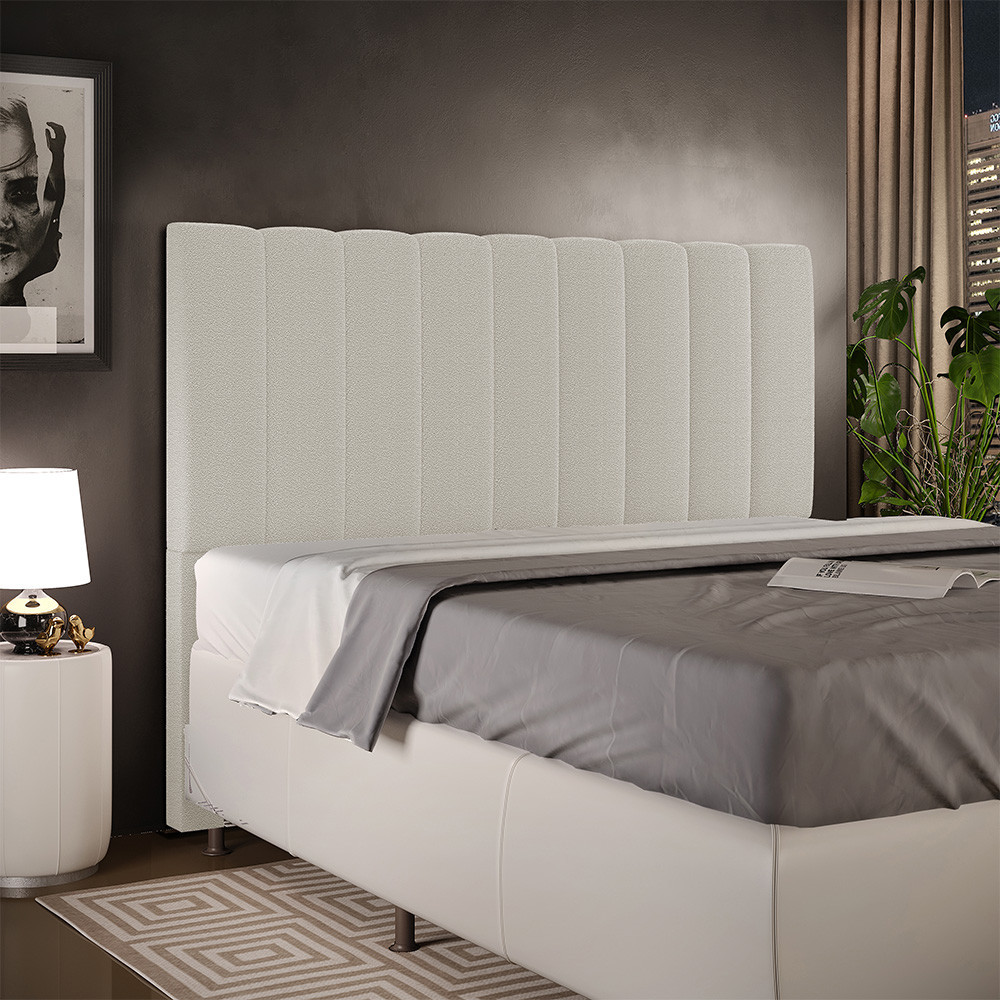 Cabeceira Cama Box Casal King 195 cm Dália W01 Bouclê Creme - Lyam Decor Cabeceira Cama Box Casal King 195 cm Dália W01 Bouclê Creme - Lyam Decor - Oferta na Shopee