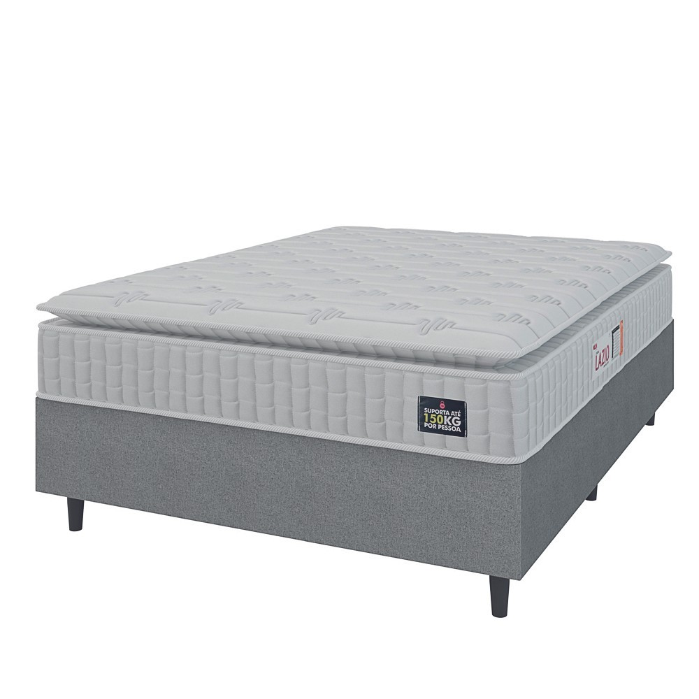 Cama Box Colchão Casal Espuma D45 Lazio Pillow Top 138x188x67cm Branco / Cinza Hellen - Suporta até 120kg por Pessoa Cama Box Colchão Casal Espuma D45 Lazio Pillow Top 138x188x67cm Branco / Cinza Hellen - Suporta até 120kg por Pessoa - Oferta na Shopee