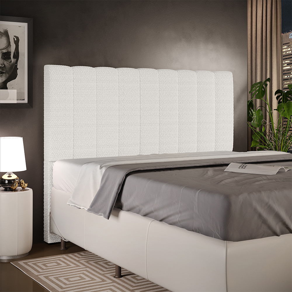 Cabeceira Cama Box Casal King 195 cm Dália W01 Bouclê Cru - Lyam Decor Cabeceira Cama Box Casal King 195 cm Dália W01 Bouclê Cru - Lyam Decor - Oferta na Shopee