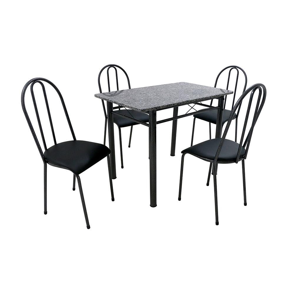 Conjunto de Mesa com 4 Cadeiras Genebra Preto Conjunto de Mesa com 4 Cadeiras Genebra Preto - Oferta na Shopee