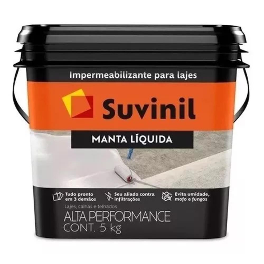 MANTA LÍQUIDA IMPERMEABILIZANTE LAJES TELHADOS 5KG SUVINIL MANTA LÍQUIDA IMPERMEABILIZANTE LAJES TELHADOS 5KG SUVINIL
