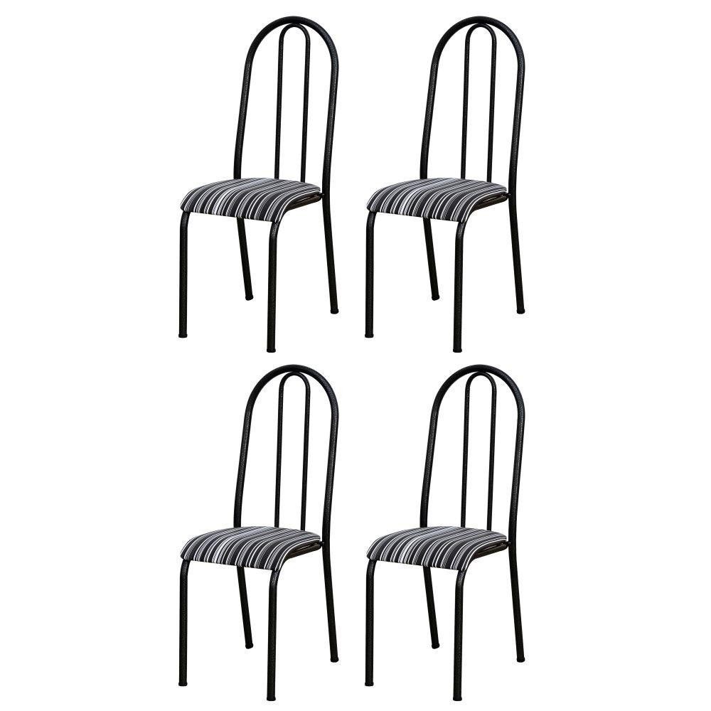 Kit 4 Cadeiras 056 América Cromo Preto/Listrado - Artefamol Kit 4 Cadeiras 056 América Cromo Preto/Listrado - Artefamol - Oferta na Shopee