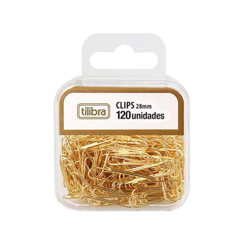 Clips dourado 28mm com 120 unidades 178179 Tilibra - Oferta na Shopee