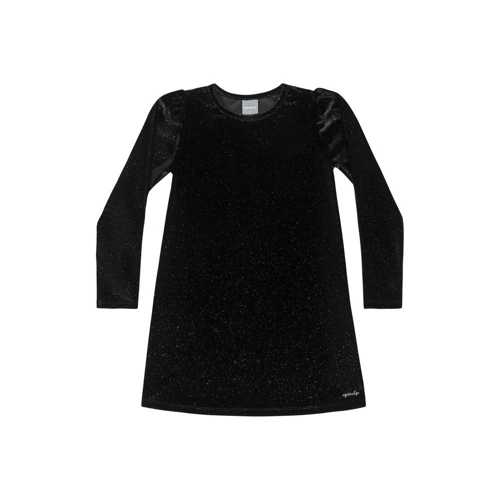 Vestido em Veludo com Glitter Infantil Quimby - Oferta na Shopee