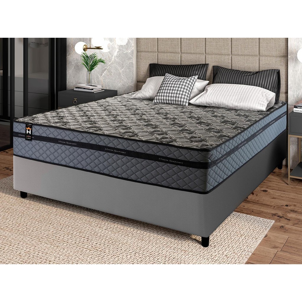 Conjunto Cama Box c/ Molas Ensacadas Montreal Cinza Casal 138x188x64 Conjunto Cama Box c/ Molas Ensacadas Montreal Cinza Casal 138x188x64 - Oferta na Shopee
