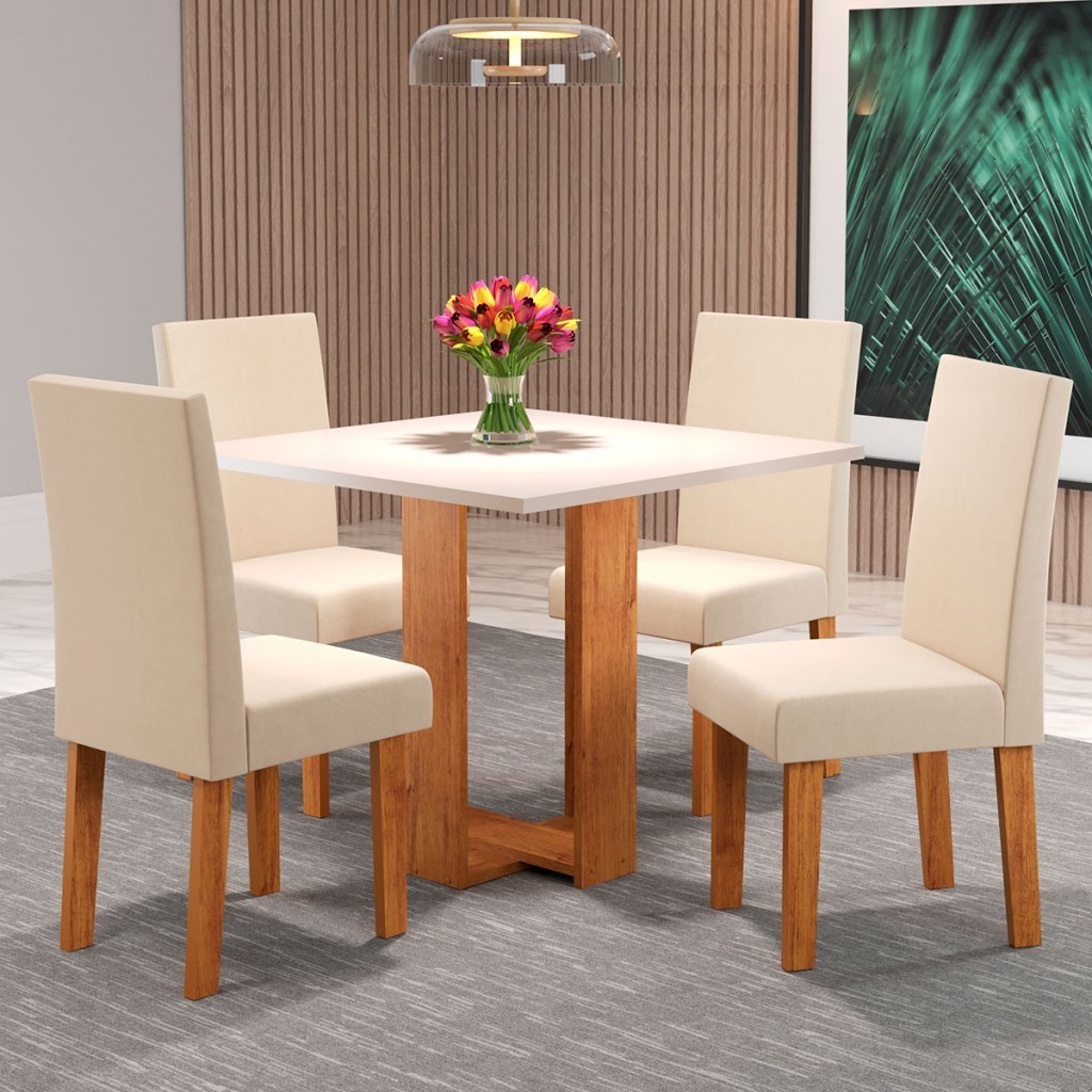 Mesa de Jantar 4 Lugares Marta Mel/Blonde/Nude - Viero Móveis Mesa de Jantar 4 Lugares Marta Mel/Blonde/Nude - Viero Móveis - Oferta na Shopee