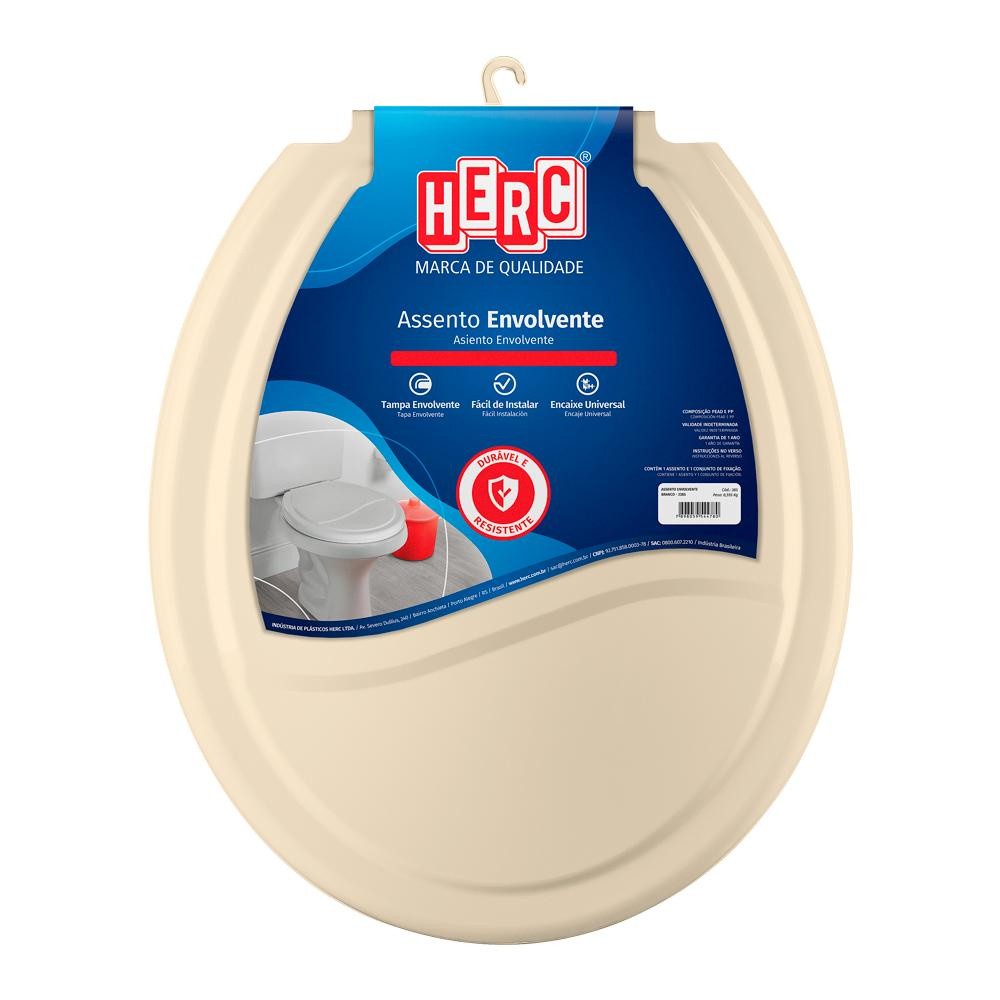 Assento Sanitario C/Tampa Envolvente Bege Herc - Oferta na Shopee