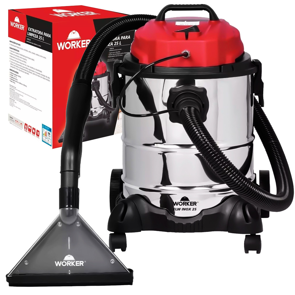 Extratora De Limpeza Pesada Inox Aspirador Pó E Água Sujeira 1400W Tambor 25L Profissional Extratora De Limpeza Pesada Inox Aspirador Pó E Água Sujeira 1400W Tambor 25L Profissional - Oferta na Shopee