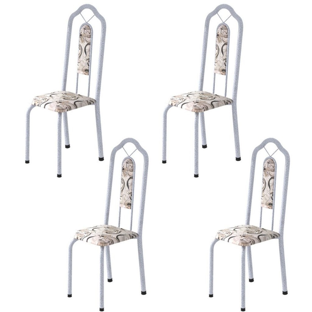 Kit 4 Cadeiras Tubular Bianca Martelado Pérola/Arabesco Kit 4 Cadeiras Tubular Bianca Martelado Pérola/Arabesco - Oferta na Shopee