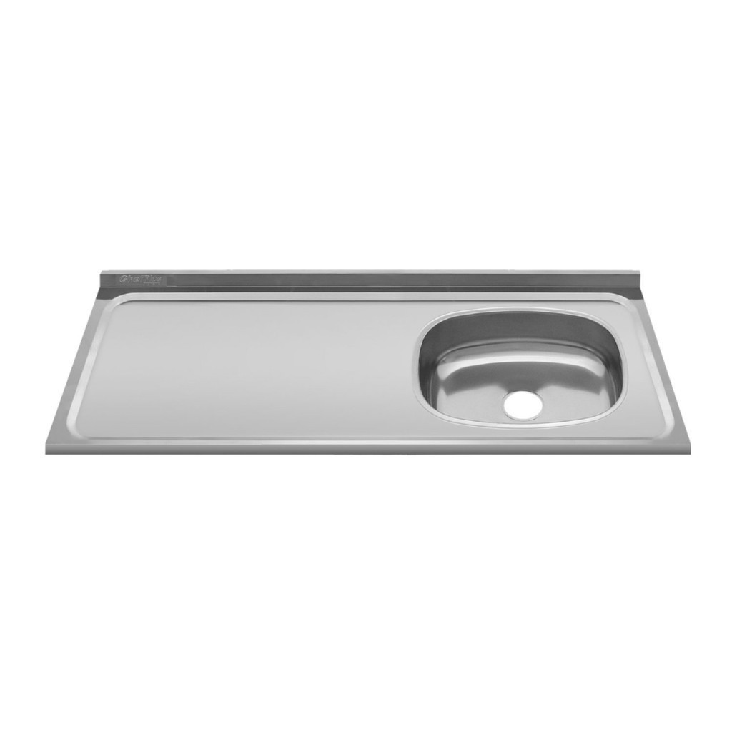 Pia de Cozinha em Aço Inox de 120cmx53cm Deslocada para Direita Concretada Lisa sem Válvula Bali Para direita - Oferta na Shopee