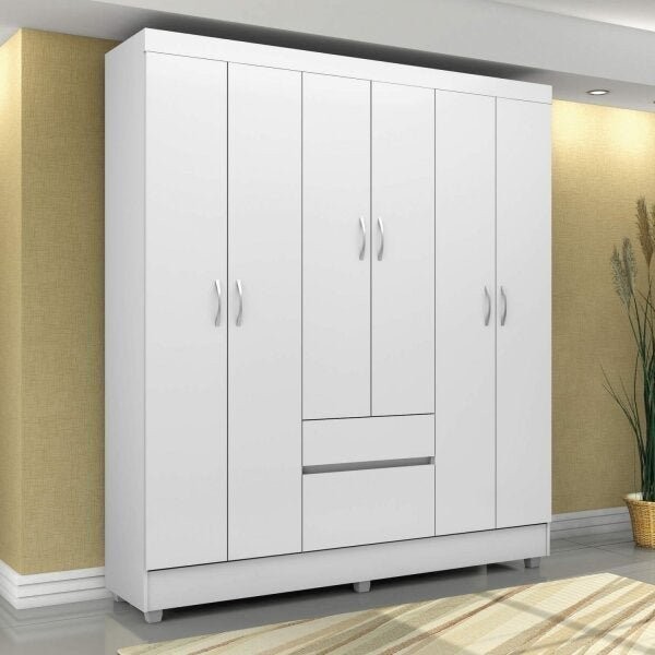 Guarda-Roupa Casal 6 Portas 2 Gavetas Flash Ii Branco Guarda-Roupa Casal 6 Portas 2 Gavetas Flash Ii Branco - Oferta na Shopee