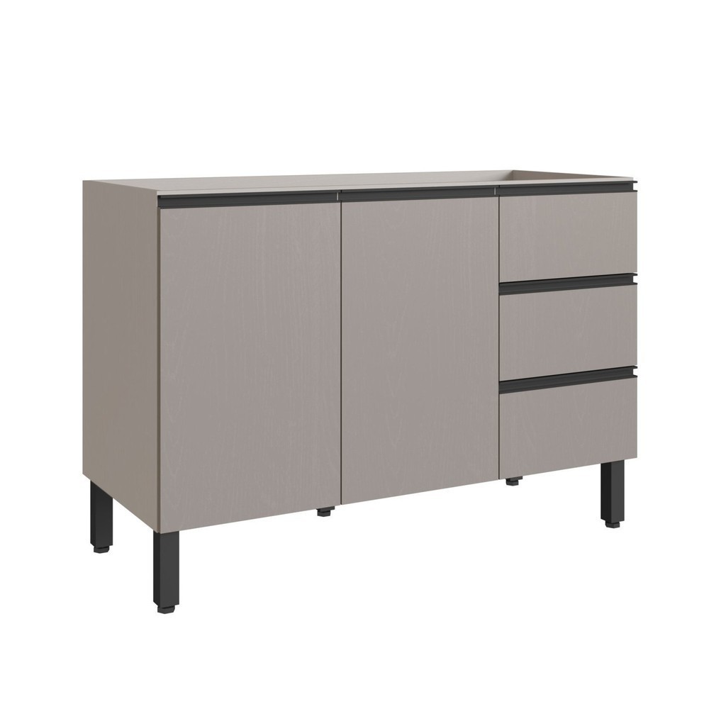 Balcão para Pia 120cm 2 Portas 3 Gavetas Fumê Balcão para Pia 120cm 2 Portas 3 Gavetas Fumê - Oferta na Shopee