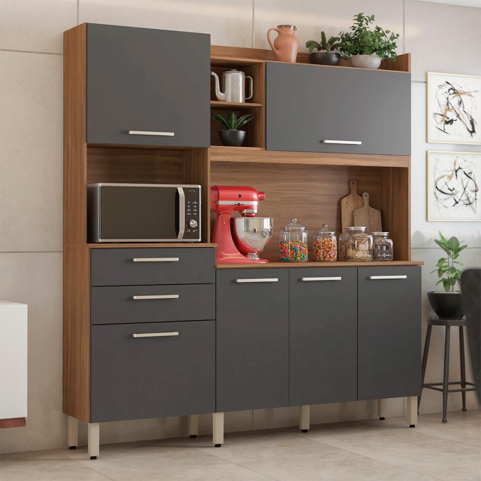 Cozinha Compacta Select 6 PT 3 GV Amêndola e Grafite Cozinha Compacta Select 6 PT 3 GV Amêndola e Grafite - Oferta na Shopee