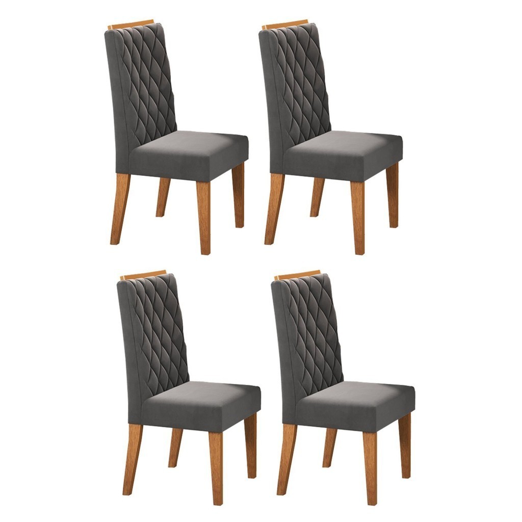 Kit com 4 Cadeiras para Sala de Jantar Mdp/mdf Dyniz Grafite Kit com 4 Cadeiras para Sala de Jantar Mdp/mdf Dyniz Grafite - Oferta na Shopee