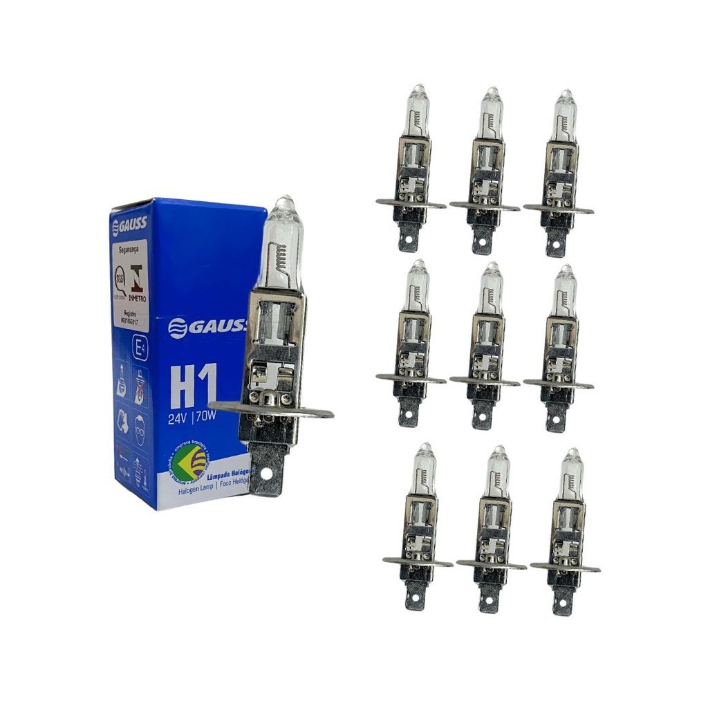 Kit 10 Lâmpadas H1 70W 24V Halogena Gauss GL44H1 Inmetro Kit 10 Lâmpadas H1 70W 24V Halogena Gauss GL44H1 Inmetro - Oferta na Shopee