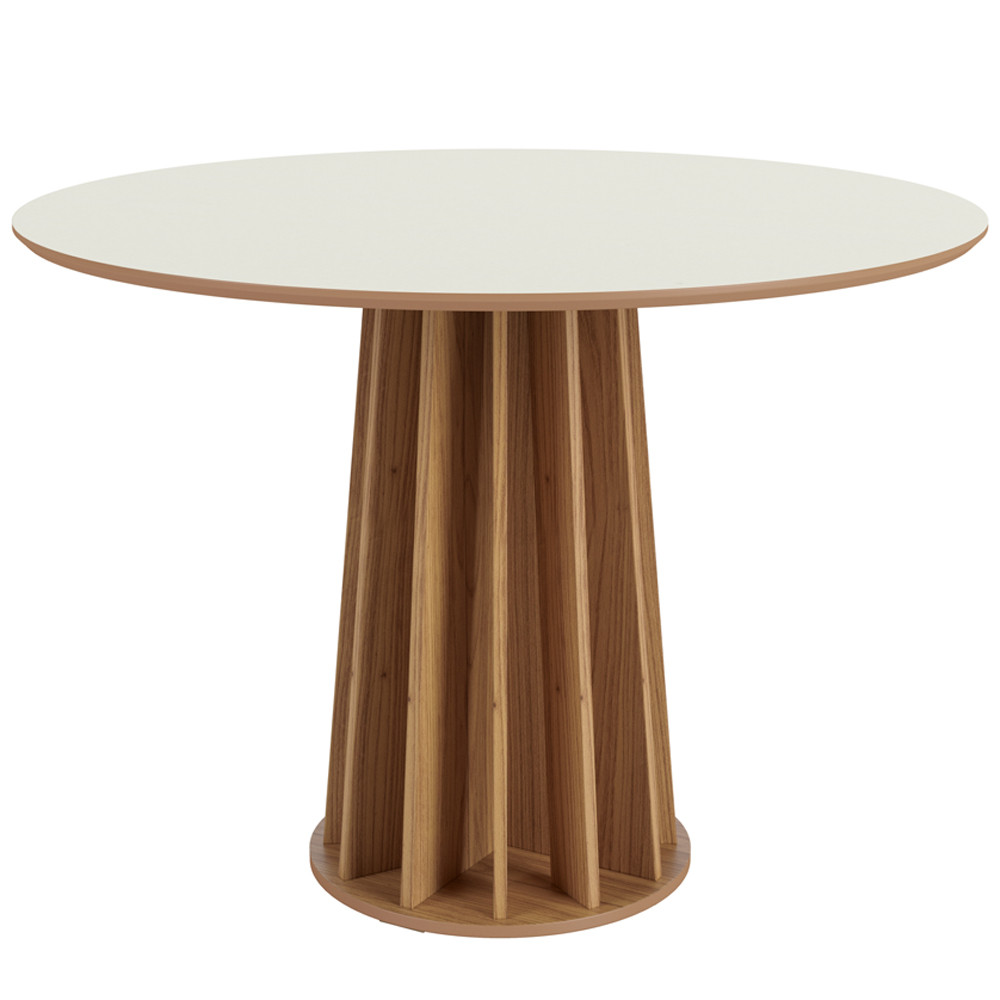 Mesa De Jantar Redonda Pés Ripado Orgânico 105cm Ceci D03 Off White Freijó - Lyam Decor Mesa De Jantar Redonda Pés Ripado Orgânico 105cm Ceci D03 Off White Freijó - Lyam Decor - Oferta na Shopee