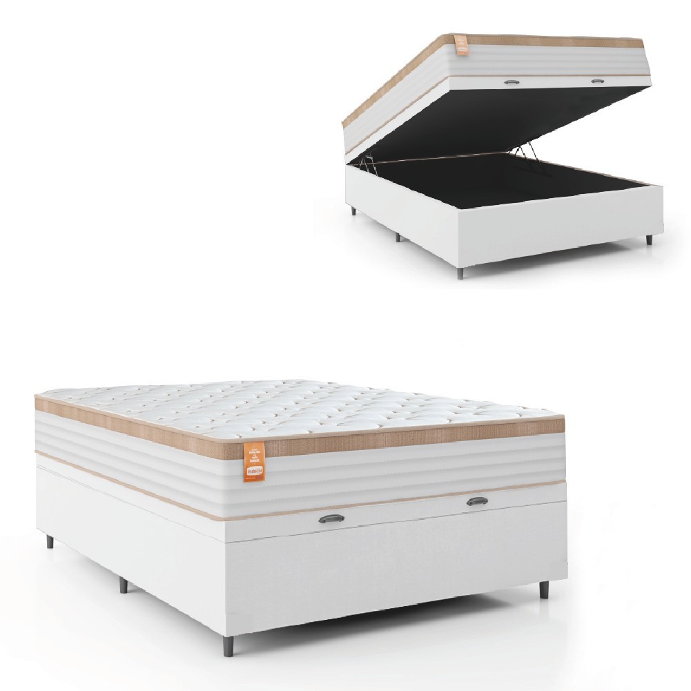 Cama Box Baú Colchão Casal Molas Ensacadas Real 138x188x68cm Linho Branco / Bege Inducol - Suporta até 130kg por Pessoa Cama Box Baú Colchão Casal Molas Ensacadas Real 138x188x68cm Linho Branco / Bege Inducol - Suporta até 130kg por Pessoa - Oferta na Shopee