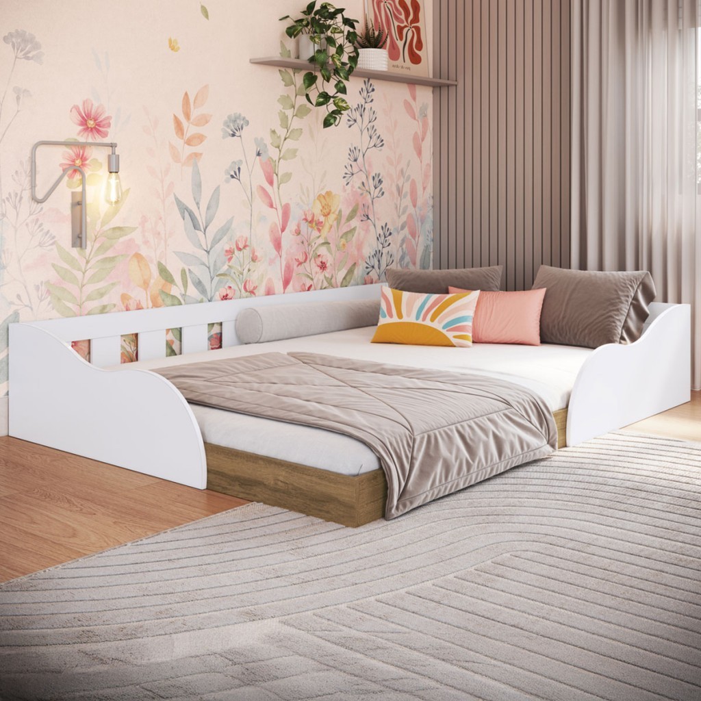 Cama Montessoriana Casal Memphis Branco - Art In Móveis Cama Montessoriana Casal Memphis Branco - Art In Móveis - Oferta na Shopee