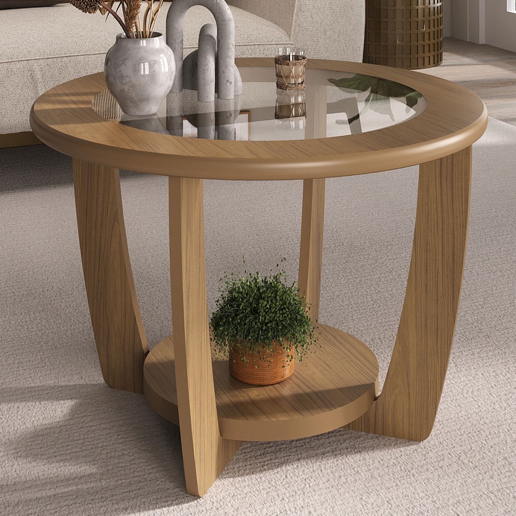 Mesa de Centro Dubai 100% Mdf com Vidro Carvalho - Pnr Móveis Mesa de Centro Dubai 100% Mdf com Vidro Carvalho - Pnr Móveis - Oferta na Shopee