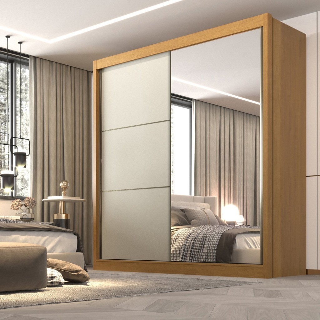Guarda Roupa Casal 2 Portas 6 Gavetas 100% MDF Coliseu Cinamomo/Off White Guarda Roupa Casal 2 Portas 6 Gavetas 100% MDF Coliseu Cinamomo/Off White