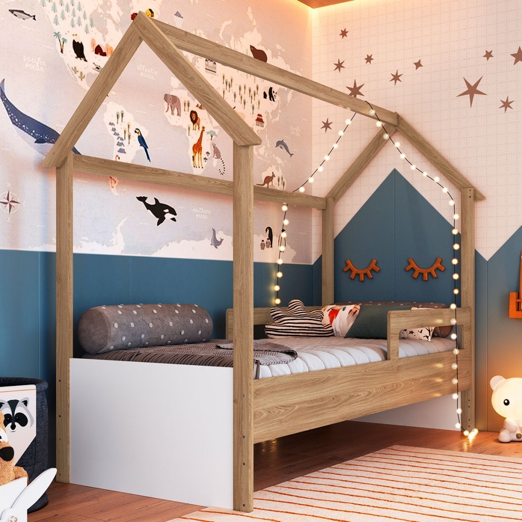 Cama Infantil Montessoriana Soninho Oak/Branco - Panorama Móveis Cama Infantil Montessoriana Soninho Oak/Branco - Panorama Móveis - Oferta na Shopee