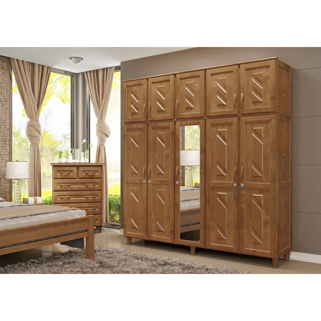 Guarda-Roupa Casal com Espelho 10 Portas Grécia Imbuia Guarda-Roupa Casal com Espelho 10 Portas Grécia Imbuia - Oferta na Shopee