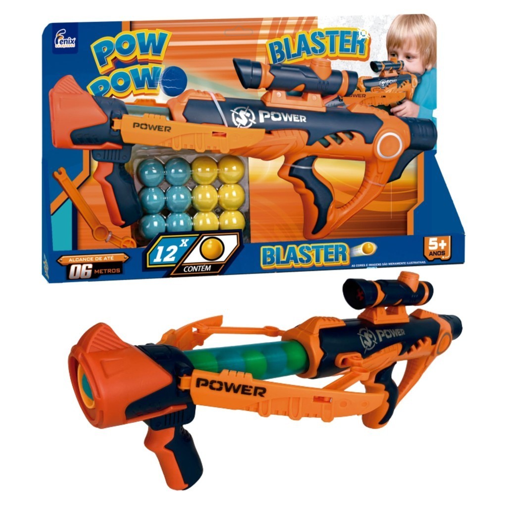 Brinquedo Lançador Pow Pow Blaster com 12 Bolinhas para Crianças a Partir de 5 Anos Fenix Brinquedos - PPL-983 Brinquedo Lançador Pow Pow Blaster com 12 Bolinhas para Crianças a Partir de 5 Anos Fenix Brinquedos - PPL-983 - Oferta na Shopee