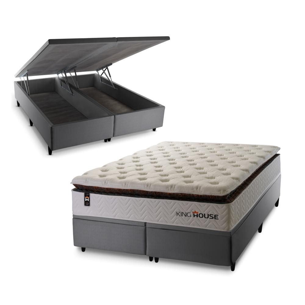 Conjunto Box Baú New York 158x198x80 c/ Molas Ensacadas Conjunto Box Baú New York 158x198x80 c/ Molas Ensacadas - Oferta na Shopee