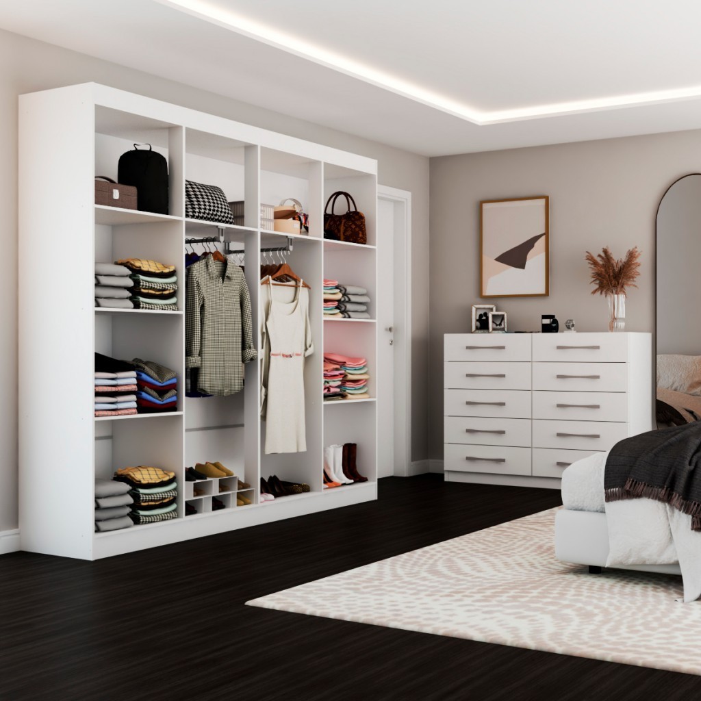 Closet Casal Ele e Ela 8 Prateleiras e Cômoda 10 Gavetas Closet Casal Ele e Ela 8 Prateleiras e Cômoda 10 Gavetas - Oferta na Shopee