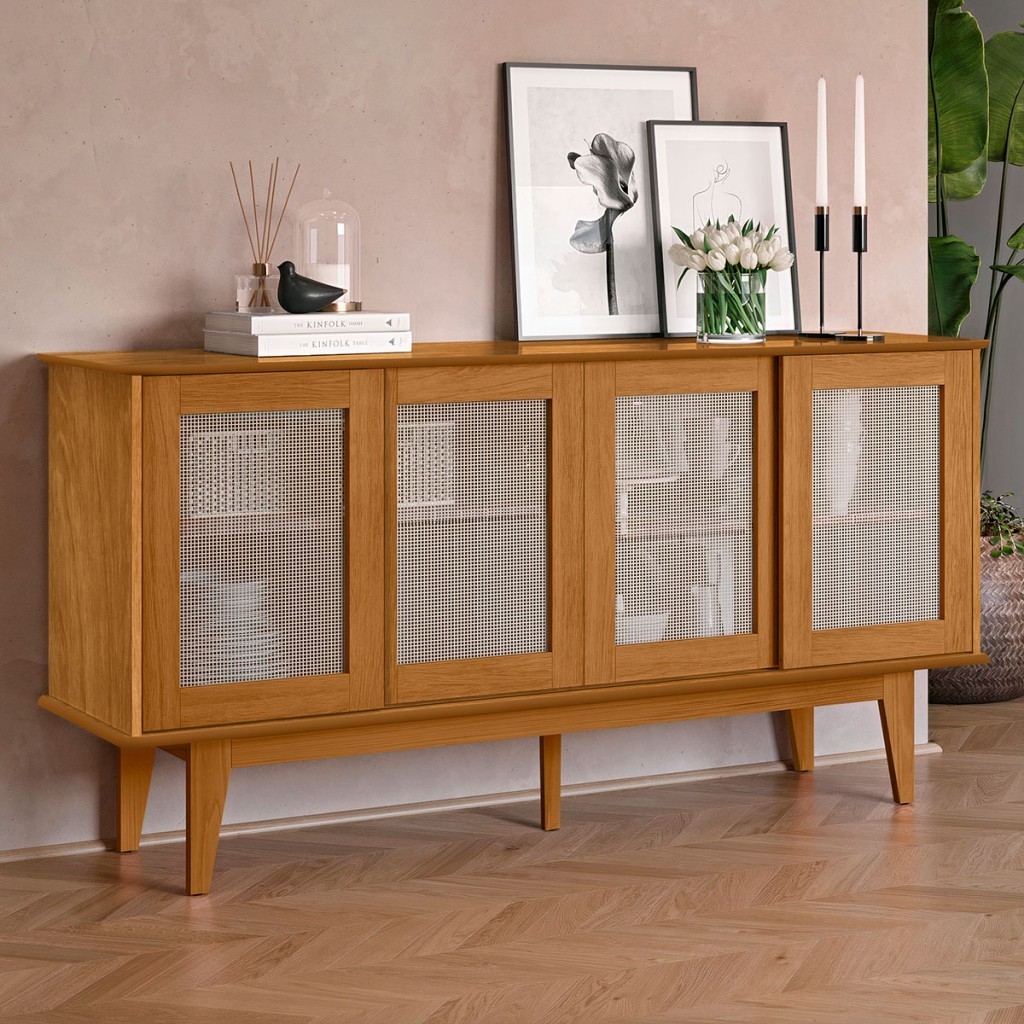 Balcão Buffet Detroit 4 Portas 4 Prateleiras Nature - Tebarrot Balcão Buffet Detroit 4 Portas 4 Prateleiras Nature - Tebarrot - Oferta na Shopee