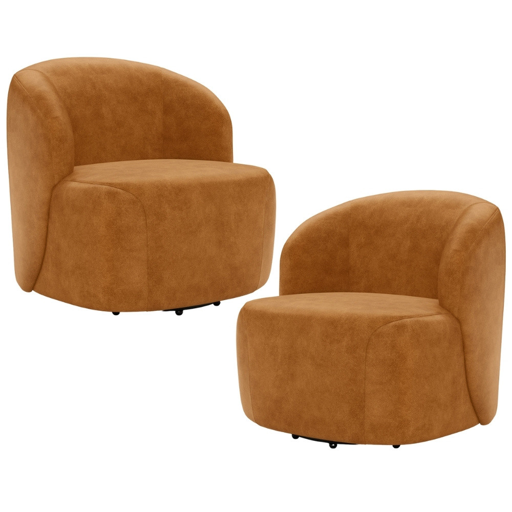 Kit 02 Poltronas Giratória Orgânica Para Sala Living Heidy F04 Couríssimo Whisky - Lyam Decor Kit 02 Poltronas Giratória Orgânica Para Sala Living Heidy F04 Couríssimo Whisky - Lyam Decor - Oferta na Shopee