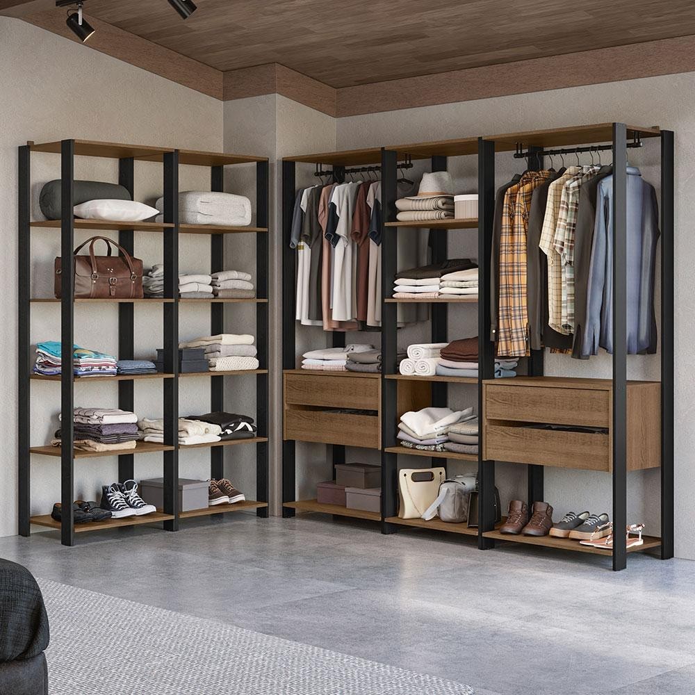 Guarda-Roupa Closet Modulado Valencia 4 Gavetas 417cm Rustic/Preto Madesa 01 Guarda-Roupa Closet Modulado Valencia 4 Gavetas 417cm Rustic/Preto Madesa 01 - Oferta na Shopee