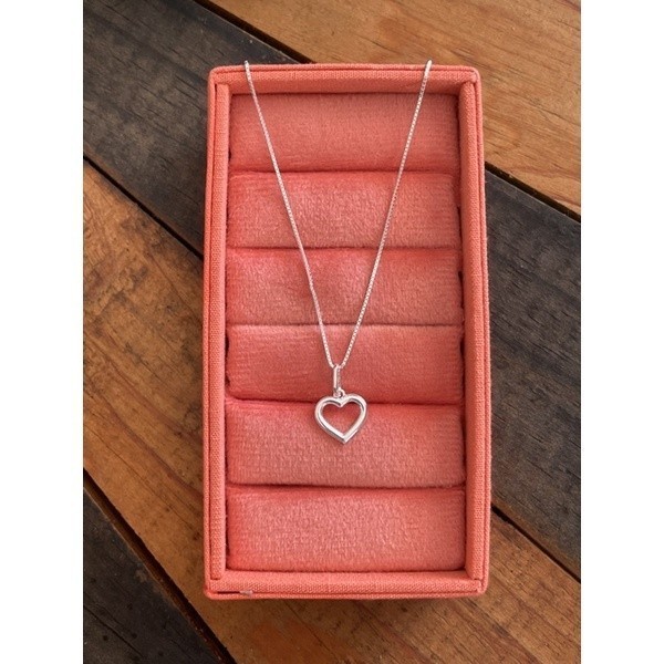 colar prata 925 coração vazado 10x10mm veneziana 45cm - Oferta na Shopee