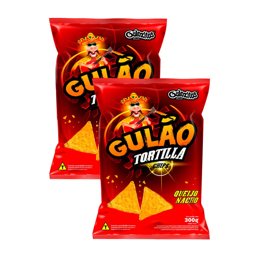 Kit 2 Salgadinho Gulão Tortilla Queijo Nacho 300g - Oferta na Shopee