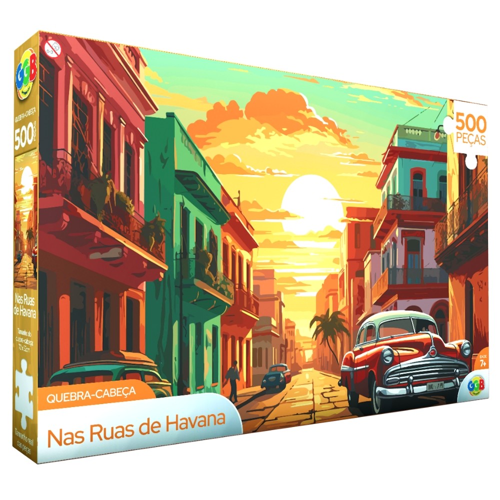 QUEBRA CABEÇA NAS RUAS DE HAVANA 500 PEÇAS GGB BRINQUEDOS PUZZLE PAISAGEM PONTOS TURÍSTICOS CARROS - Oferta na Shopee