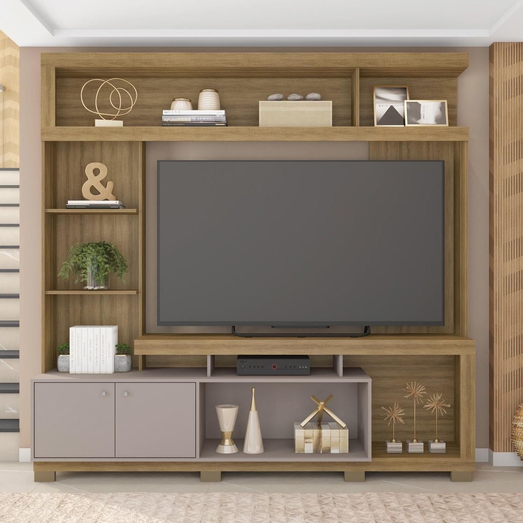 Estante Home Para TV 55 Polegadas com 2 Portas Formosa Lamina Mel/Cacao Estante Home Para TV 55 Polegadas com 2 Portas Formosa Lamina Mel/Cacao