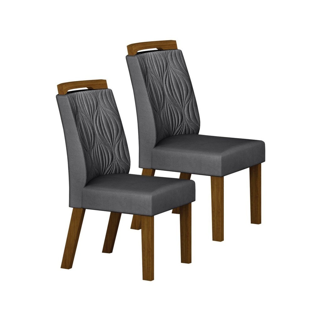 Conjunto 2 Cadeiras para Sala de Jantar Ilheus Freijó/Chumbo Conjunto 2 Cadeiras para Sala de Jantar Ilheus Freijó/Chumbo - Oferta na Shopee