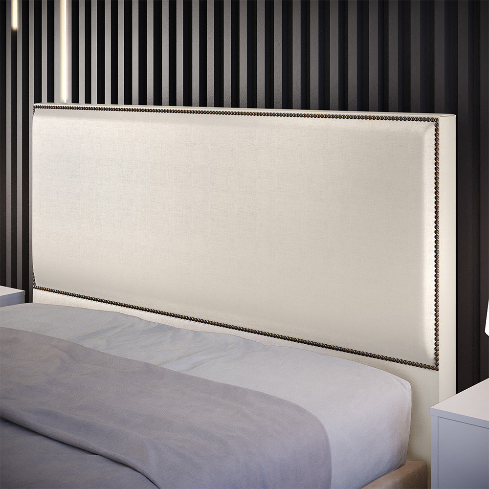 Cabeceira Box Queen Com Tachas 160 cm Vicenza L02 Facto Pérola Metalizado - Lyam Decor - Oferta na Shopee
