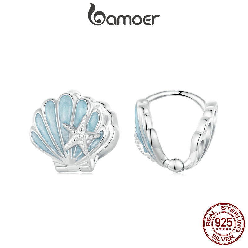 Brincos Bamoer 925 Sterling Sliver Hoop Shell Fivelas De Orelha Desenho De Ocasião Diária Jóias Presentes Para Mulheres - Oferta na Shopee