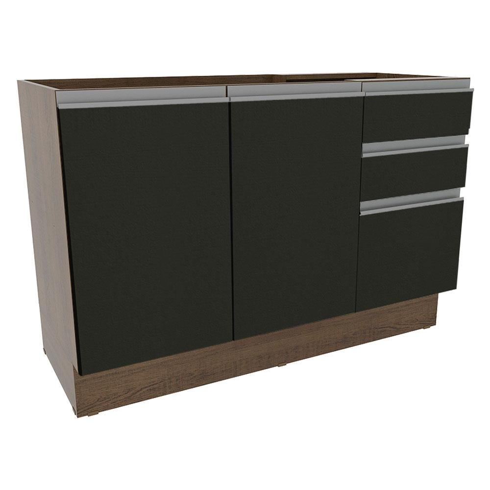 Balcão de Pia Armário de Cozinha 2 Portas e 3 Gavetas Rustic/Preto Glamy Madesa Balcão de Pia Armário de Cozinha 2 Portas e 3 Gavetas Rustic/Preto Glamy Madesa - Oferta na Shopee