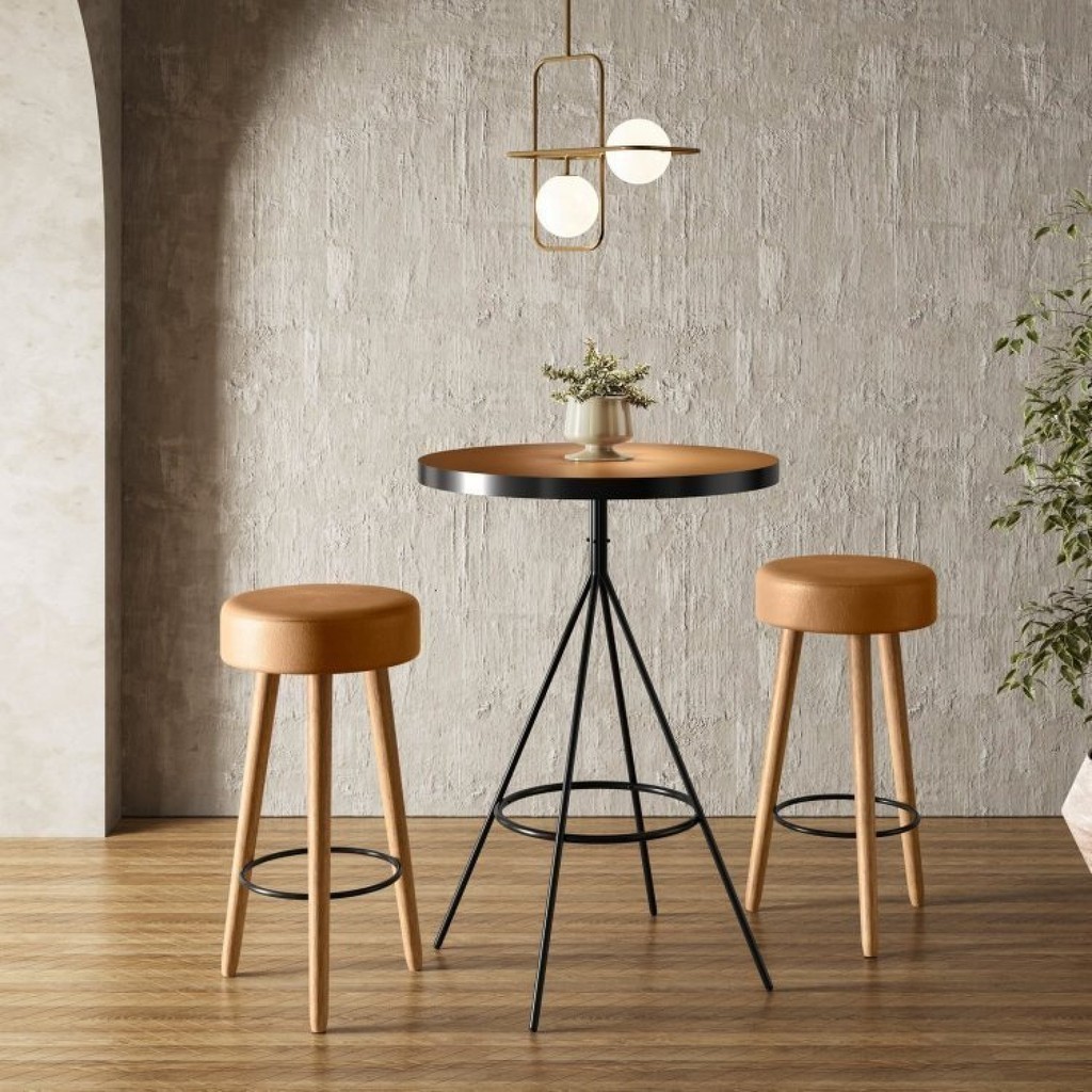 Conjunto Mesa Bistrô e 2 Banquetas Londres Salaone Marrom/Preto Conjunto Mesa Bistrô e 2 Banquetas Londres Salaone Marrom/Preto - Oferta na Shopee