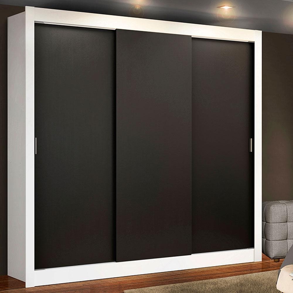 Guarda Roupa Casal Madesa Mônaco 3 Portas de Correr - Branco/Preto Guarda Roupa Casal Madesa Mônaco 3 Portas de Correr - Branco/Preto - Oferta na Shopee